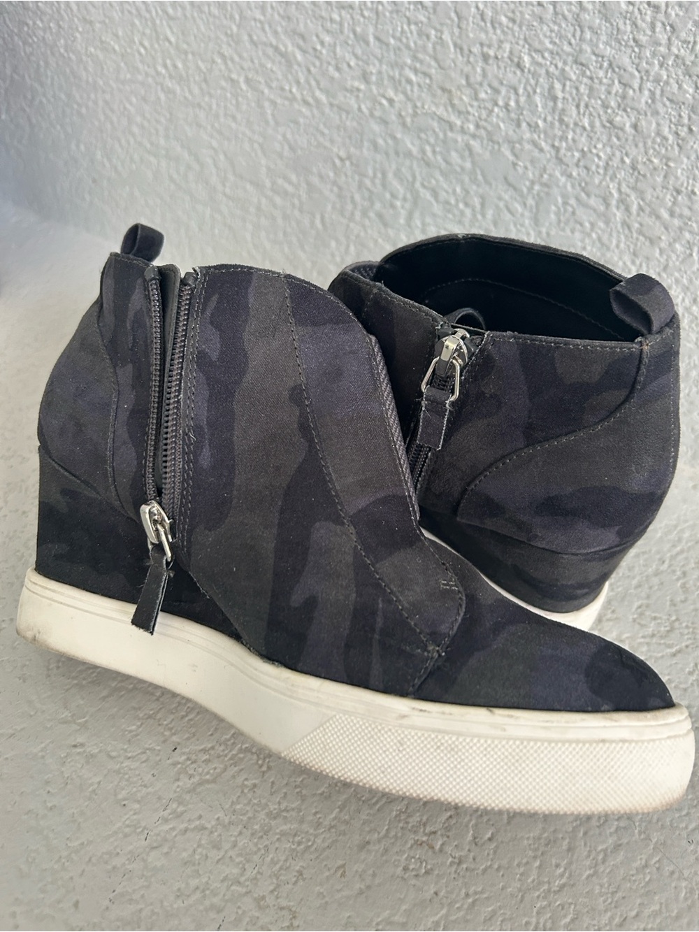 MIA Women's Black Camouflage Slip-On High-Top Sneakers